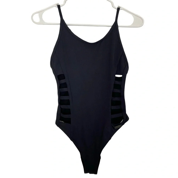 Gymshark Horizon Swimsuit Womens Small Black One Piece Bathing Suit Open Sides - Picture 1 of 12
